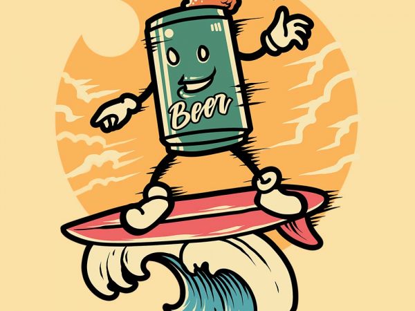 Surfing beer tshirt design