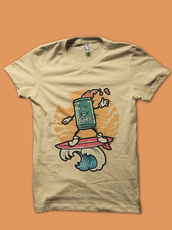 surfing beer tshirt design tshirt design for merch by amazon