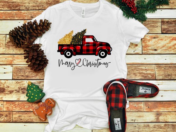 5 bundle truck for christmas png, christmas buffalo plaid png, leopard truck png