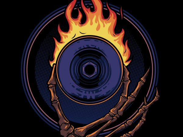 Fire wheel commercial use t-shirt design