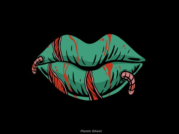Zombie lips buy t shirt design for commercial use