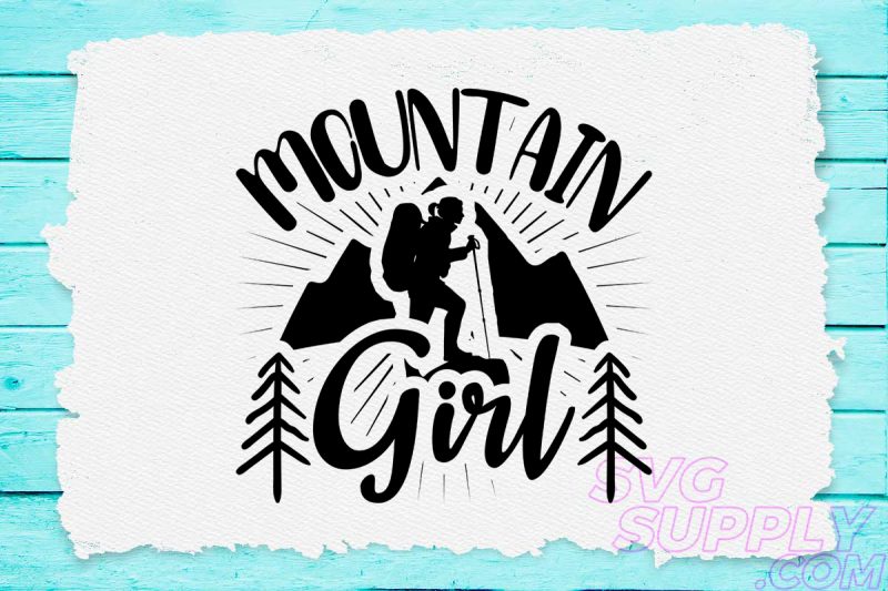 Mountain girl svg design for adventure print tshirt design for merch by amazon