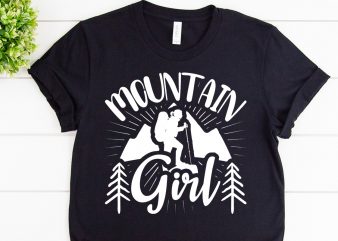 Mountain girl svg design for adventure print