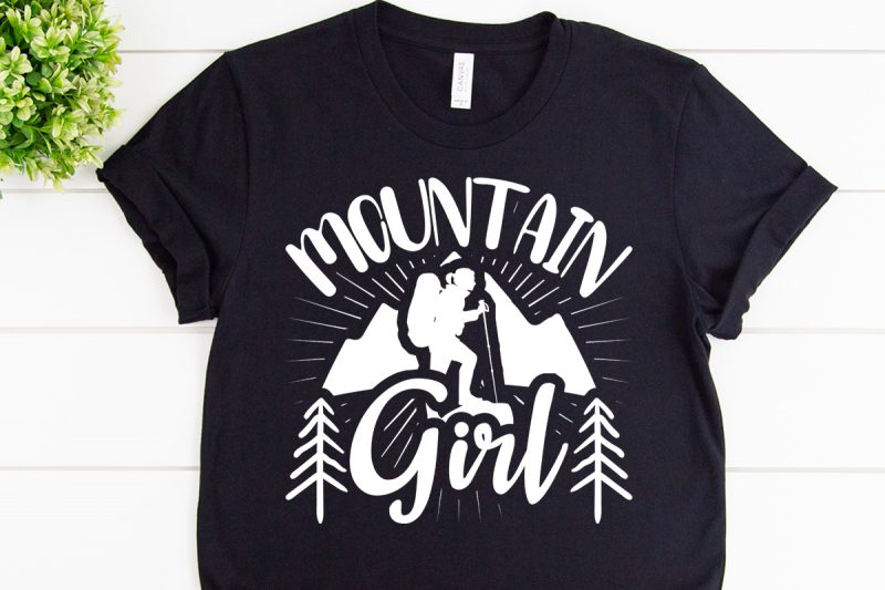 Mountain girl svg design for adventure print tshirt design for merch by amazon