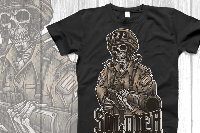 Skull soldier svg for tshirt design t shirt designs for printful