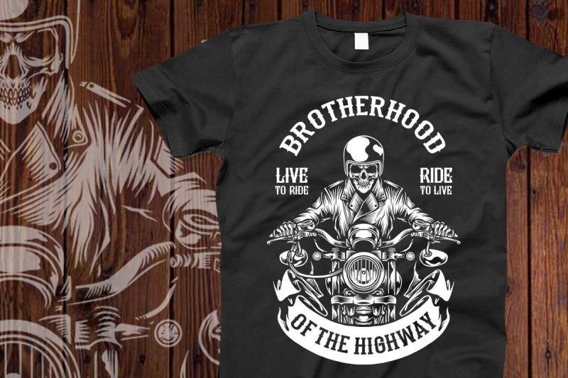 Brotherhood of the highway t-shirt design t shirt designs for print on demand