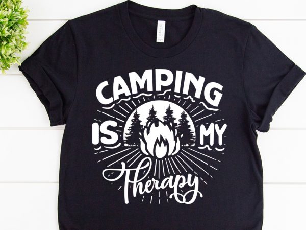 Camping is my happy place svg design for adventure tshirt