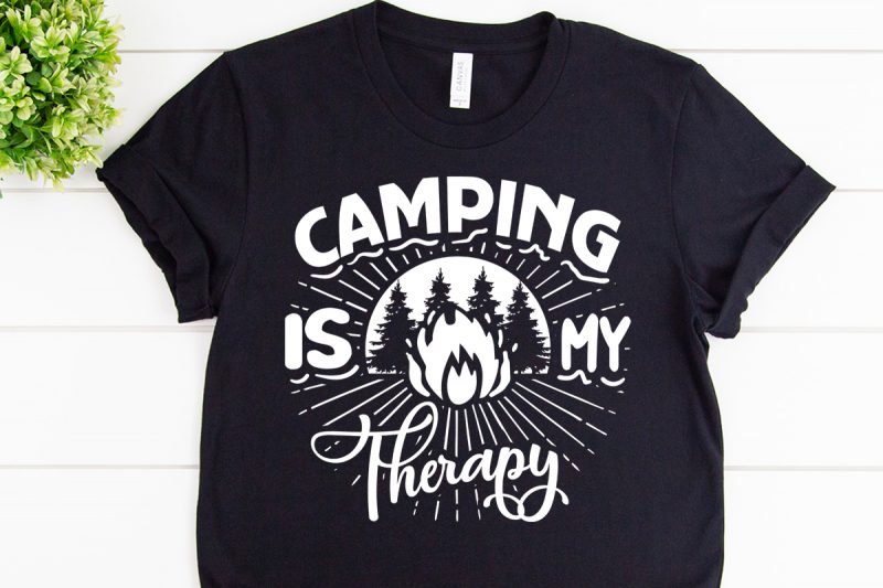 Camping is my happy place svg design for adventure tshirt buy t shirt design