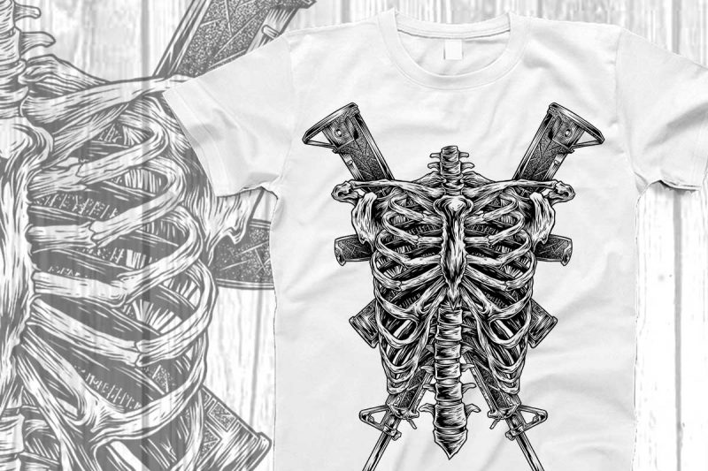 Skull soldier for jacket design t shirt designs for printful