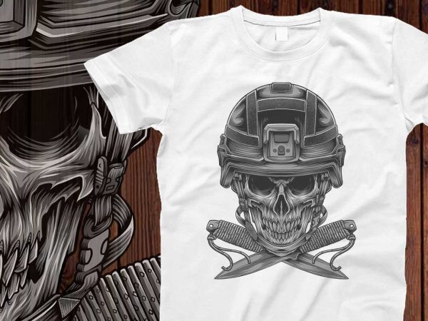 Skull soldier for hoodie design