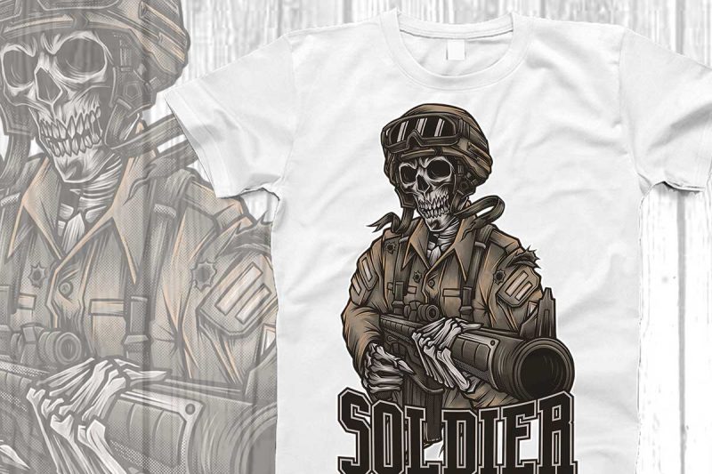 Skull soldier svg for tshirt design t shirt designs for printful