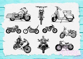 Motorcycle lineart t-shirt design bundle