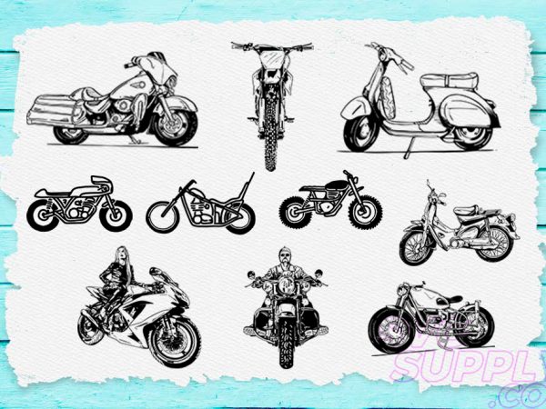 Motorcycle lineart t-shirt design bundle