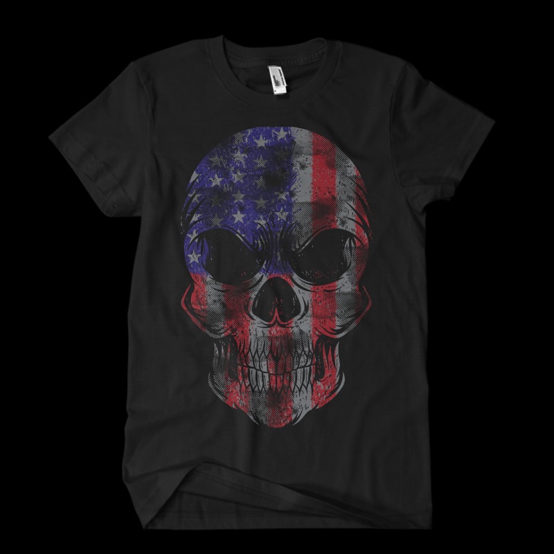 Usa Flag Skull vector shirt designs