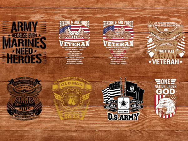 Veteran t-shirt design bundle