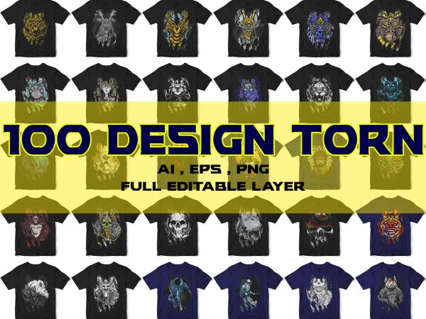 100 torn tees design bundles illustration animal