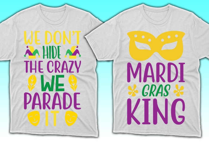 100 Print Ready Mardi Gras T-shirt Designs Bundle