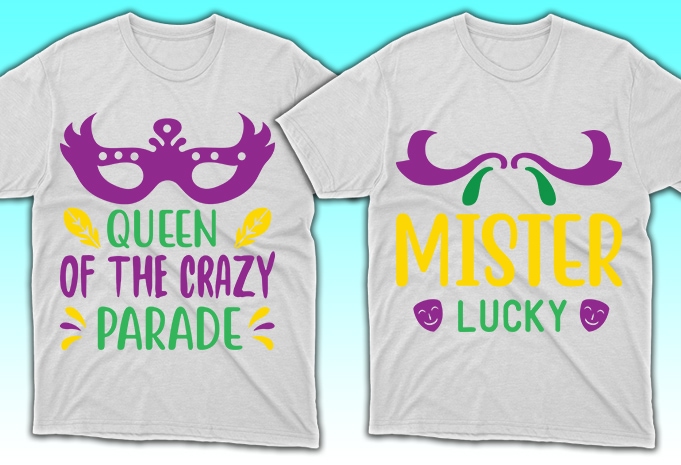 100 Print Ready Mardi Gras T-shirt Designs Bundle