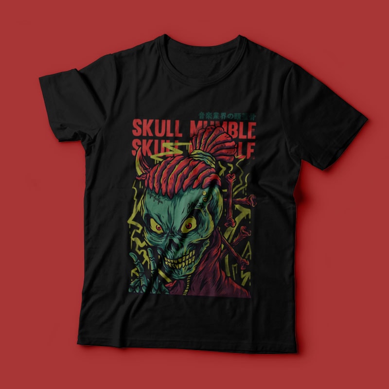 Skull Mumble T-Shirt Design Template - Buy t-shirt designs