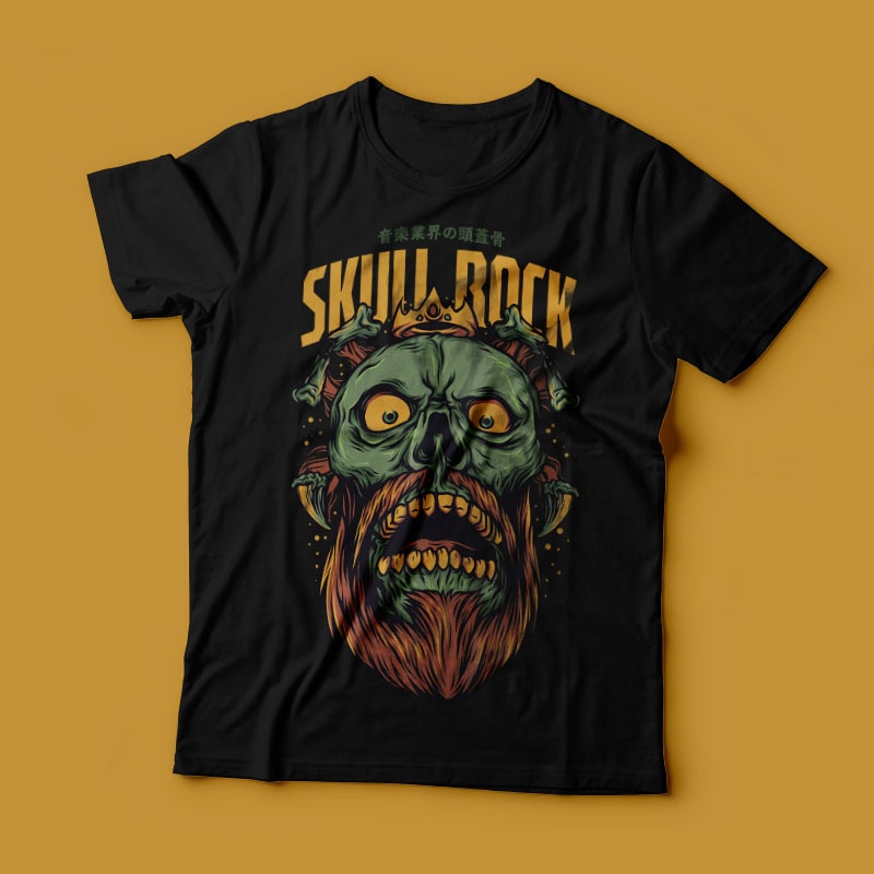 Skull Rock T-Shirt Design Template