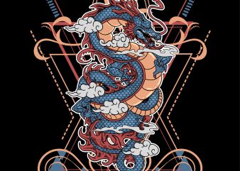 DRAGON GEOMETRIC VINTAGE vector t-shirt design