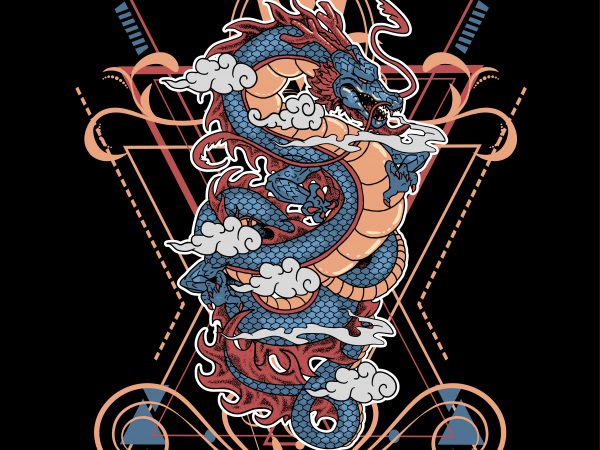 Dragon geometric vintage vector t-shirt design