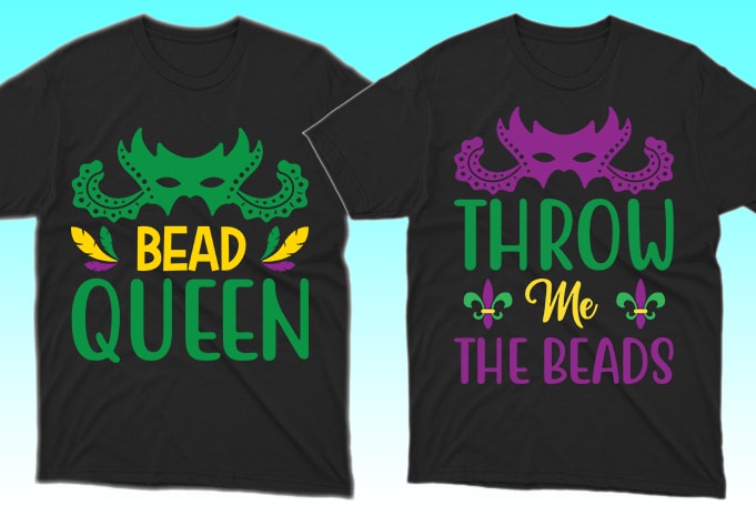 100 Print Ready Mardi Gras T-shirt Designs Bundle