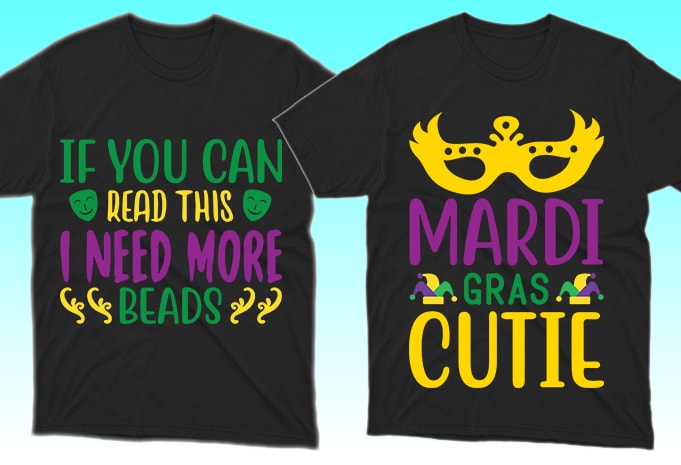 100 Print Ready Mardi Gras T-shirt Designs Bundle