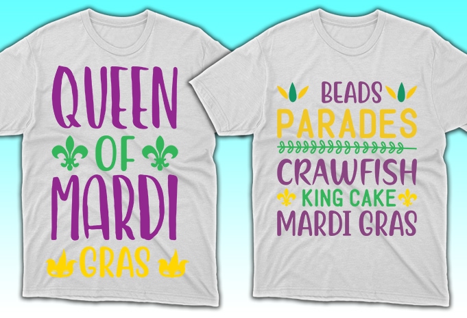 100 Print Ready Mardi Gras T-shirt Designs Bundle