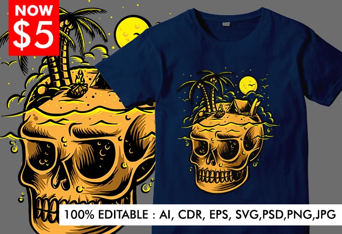Skull Island Color t shirt designs for print on demand