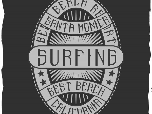 Surfing label design for t shirt
