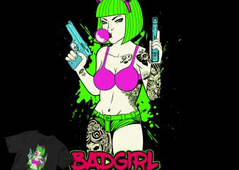 Sexy Badgirl Cartoon Style Tatto shirt design png buy t shirt design