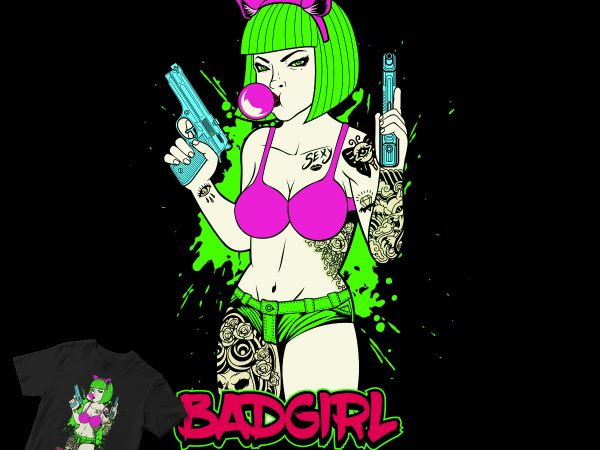 Sexy badgirl cartoon style tatto shirt design png buy t shirt design