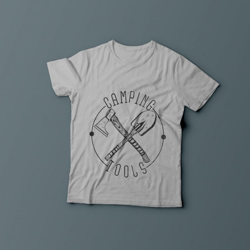 Camping tools t shirt designs for printful