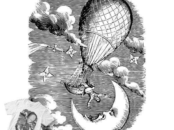 Fall from the air balloon engraving t shirt design template