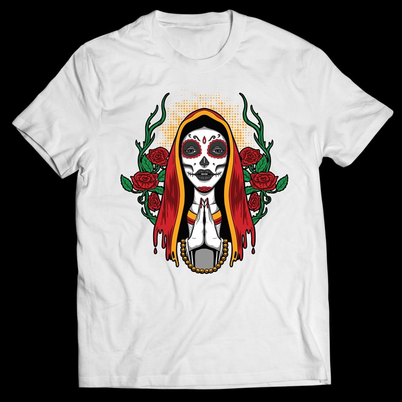 Holy Muerte Girl - Vector T-shirt Design - Buy t-shirt designs
