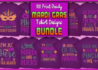 100 Print Ready Mardi Gras T-shirt Designs Bundle