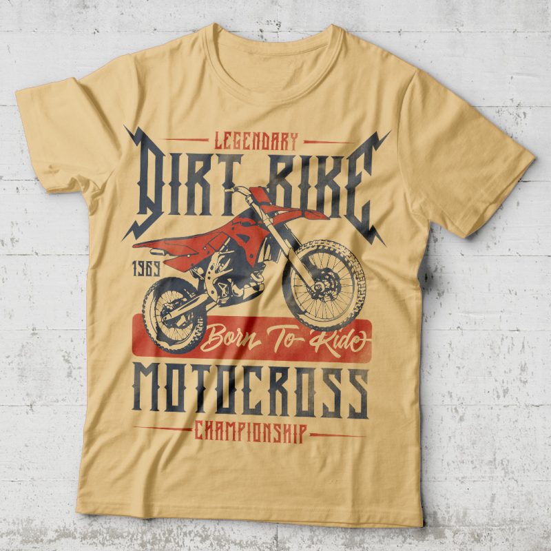 Dirt Bike Motocross. Editable vector t-shirt design. t shirt designs for printful