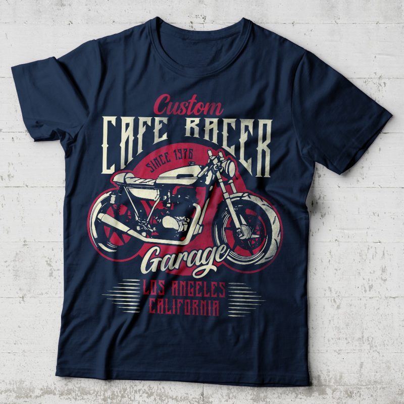 Custom Cafe Racer. Editable vector t-shirt design. - Buy t-shirt designs