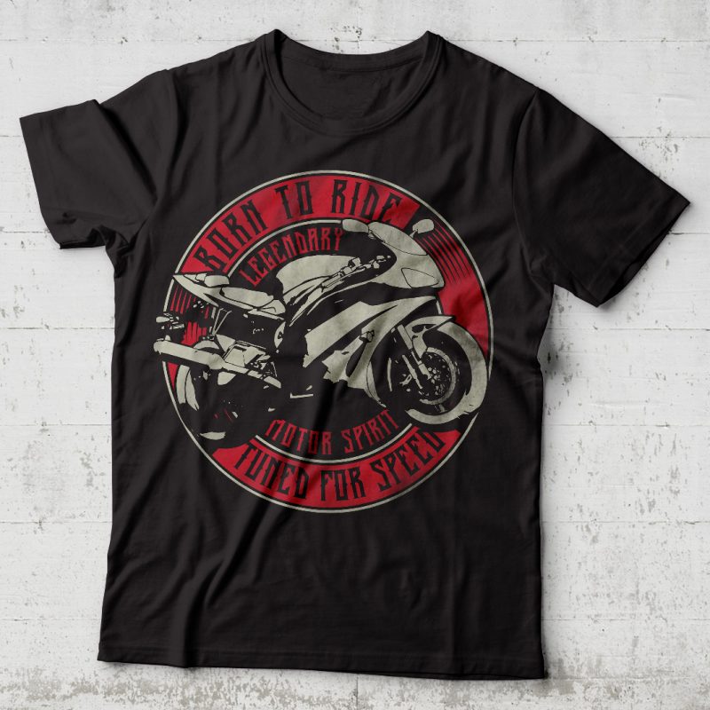 Born to ride. Tuned for speed. Editable vector t-shirt design. t shirt designs for printful