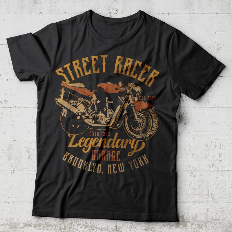 Street Racer. Editable vector t-shirt design. t shirt designs for printful
