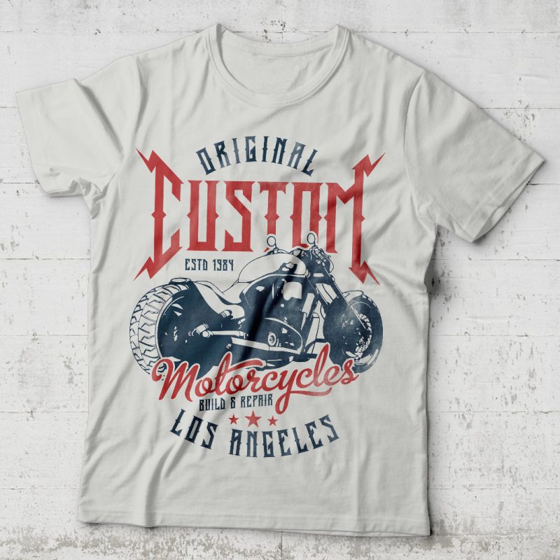 Custom Motorcycles. Editable vector t-shirt design. t shirt designs for sale