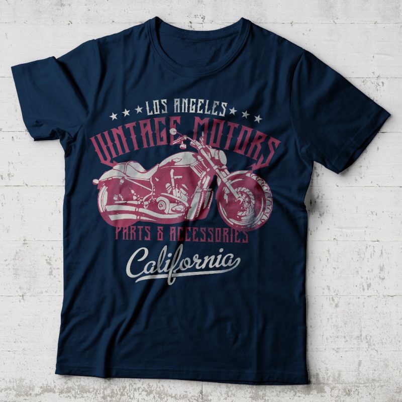 Los Angeles Vintage Motors. Editable vector t-shirt design. t shirt designs for merch teespring and printful