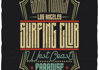 West Coast Paradise. Editable vector t-shirt design.