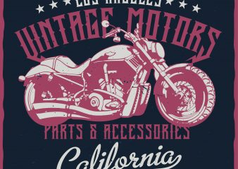 Los Angeles Vintage Motors. Editable vector t-shirt design.