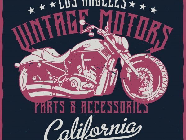 Los angeles vintage motors. editable vector t-shirt design.