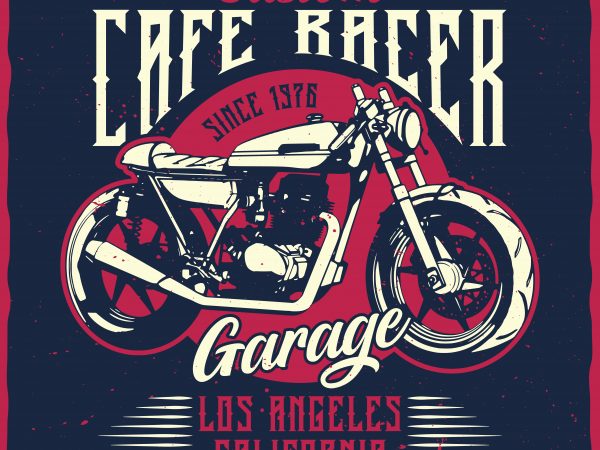 Custom cafe racer. editable vector t-shirt design.