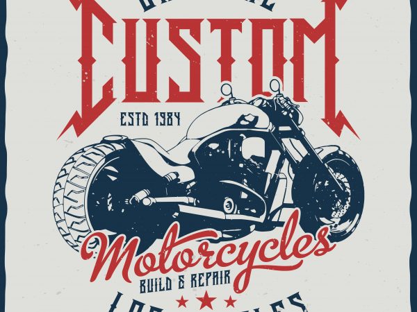 Custom motorcycles. editable vector t-shirt design.
