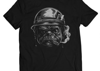 Pug dog soldier - vector tshirt design