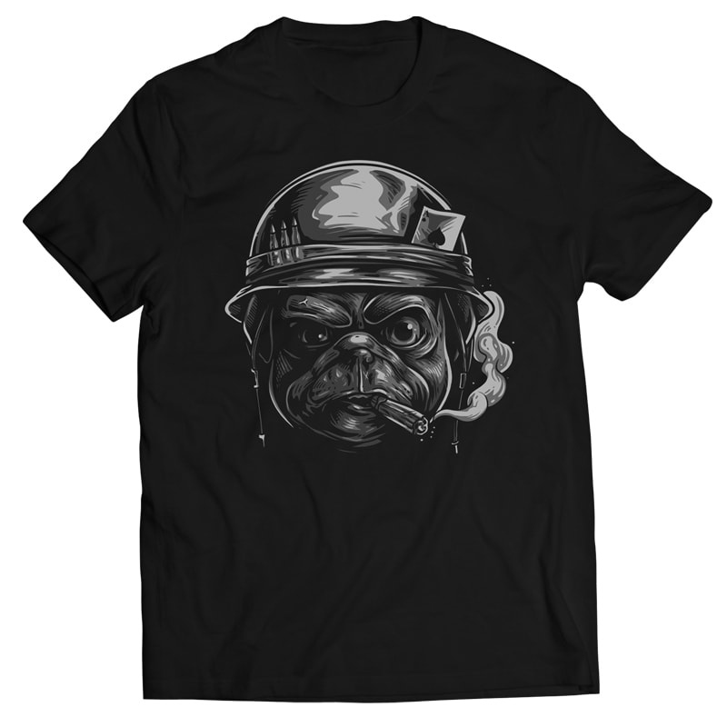Pug Dog Soldier – Vector Tshirt Design t shirt design graphic